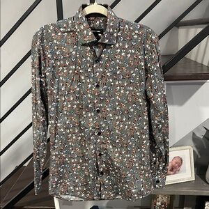 Jared Lang 100% Cotton Skull Party Long Sleeve Button Down Shirt Casual Small‎